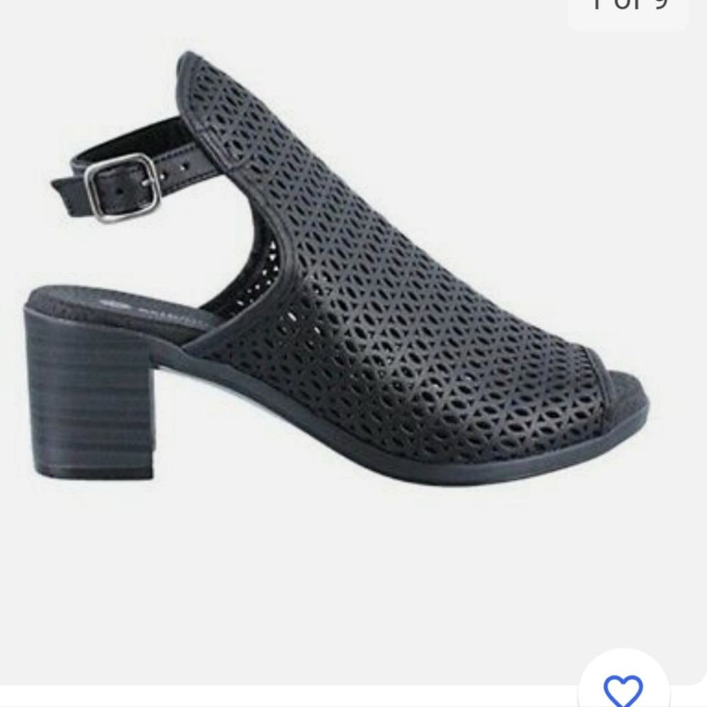 Eric Michael Tiffany Peep Toe Sandal Black Perforated Leather EU 41 US 10